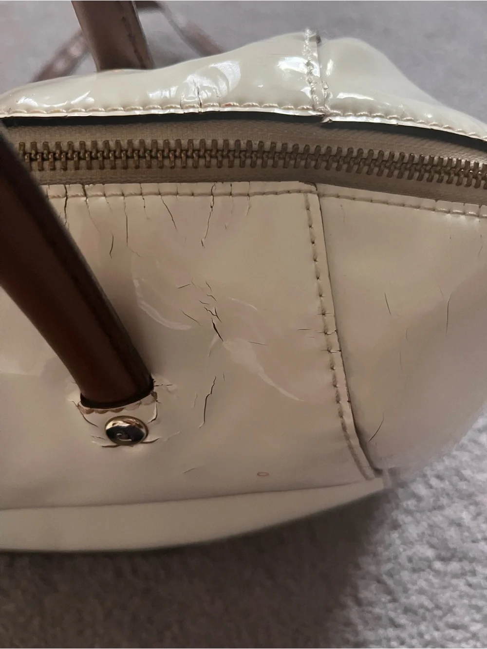 Kate Spade Patent Leather Satchel Bag in white and Black